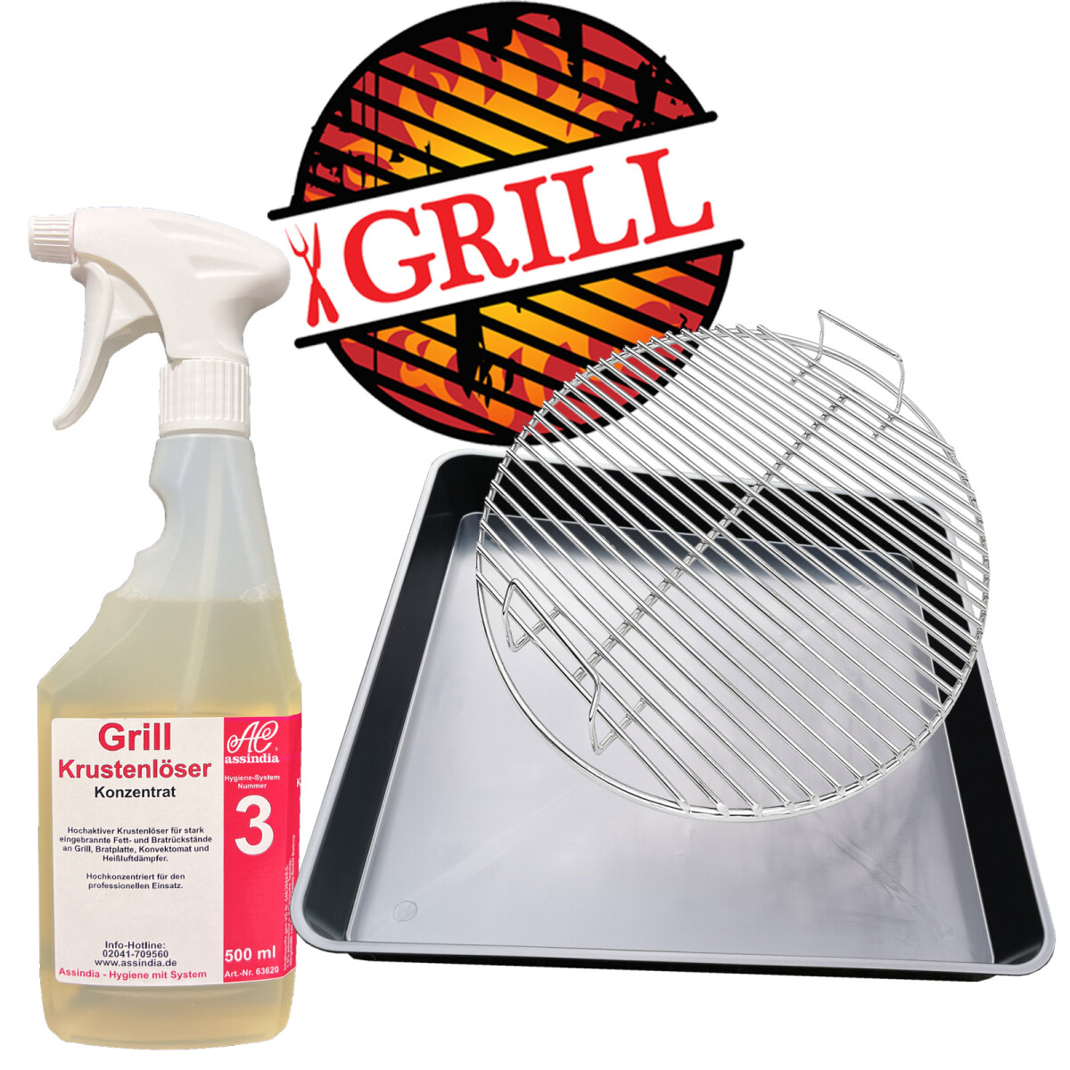 W60 Grillrostwanne & Grillrostreiniger Set 60x60 x 7cm