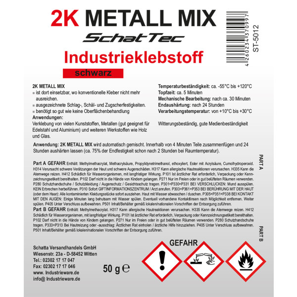 2-K Metall-Mix 50g Metallkleber Verbundstoffkleber inkl. 1 Tüllen