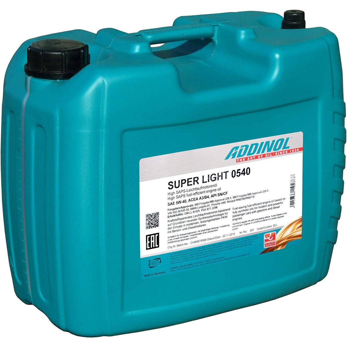 Addinol SUPER LIGHT 0540 20L KANISTER SAE 5W-40